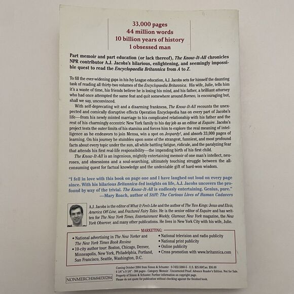 The Know-It-All By A.J. Jacobs (2004, Trade Paperback) - Picture 2 of 11